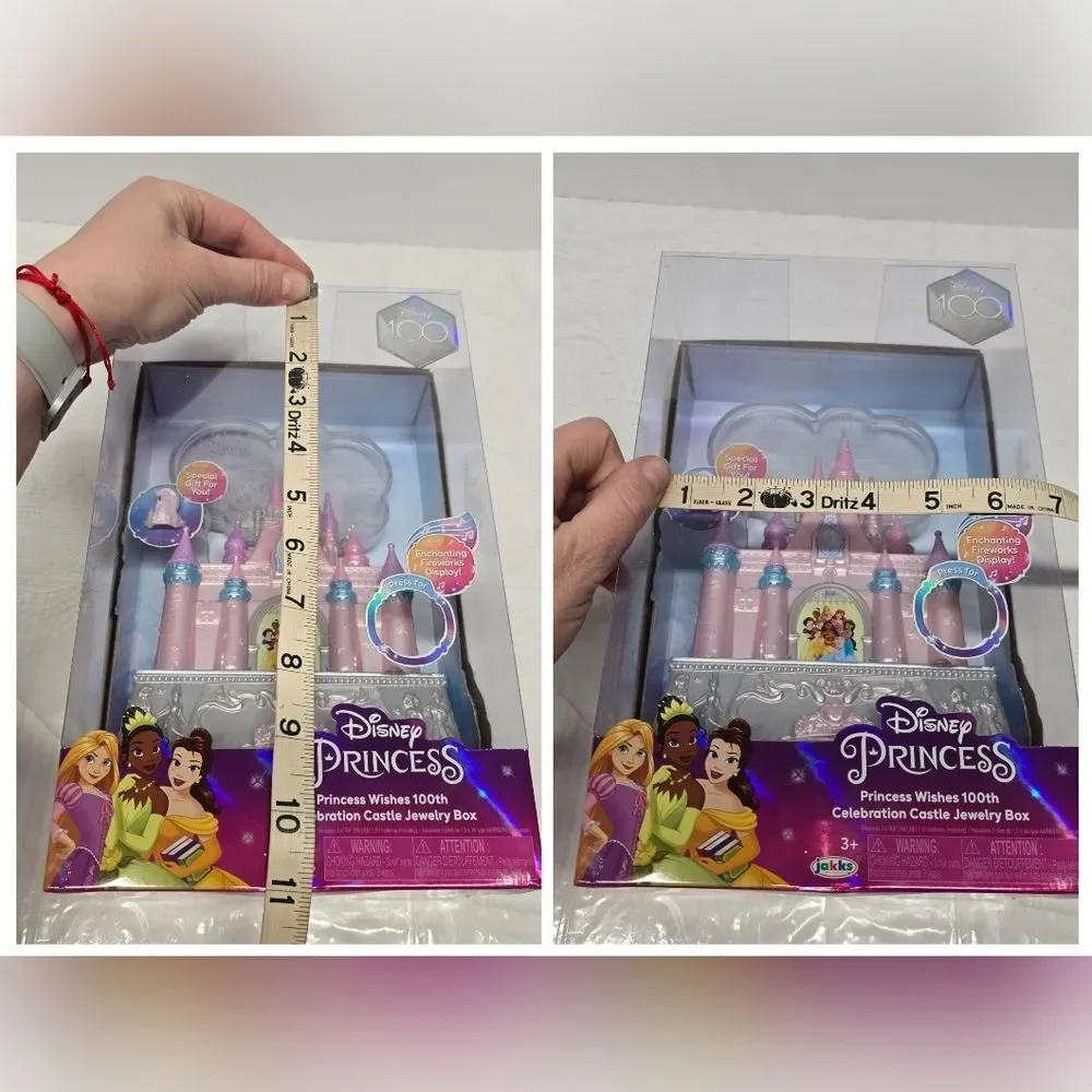 DISNEY Princess Wishes 100th Celebration Castle Jewelry Box Light Fireworks NEW